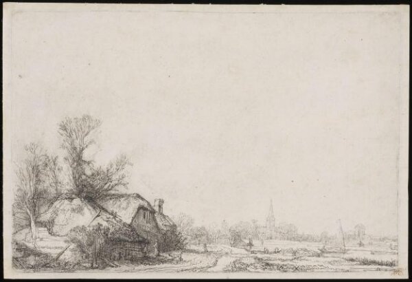 Rembrandt van Rijn, Cottage beside a canal: a view of Diemen