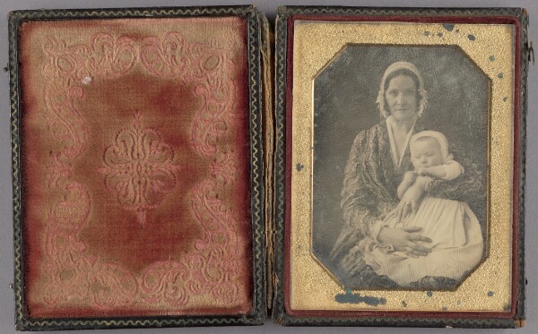 Unknown, [Portrait of a Seated Woman in Bonnet Holding a Baby in Bonnet]