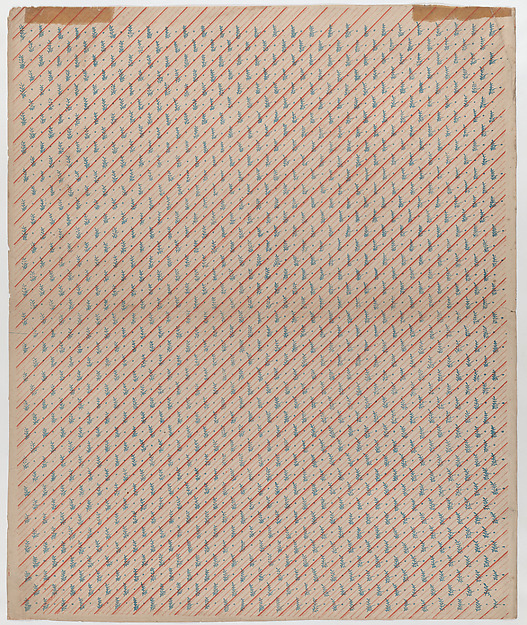Anonymous, Sheet with overall striped and leaf pattern