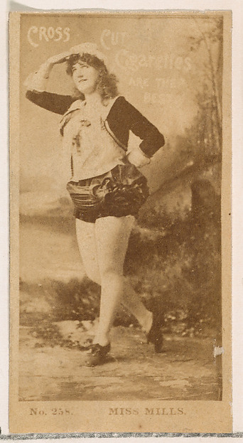 W. Duke, Sons & Co., Card Number 258, Miss Mills, from the Actors and Actresses series (N145-2) issued by Duke Sons & Co. to promote Cross Cut Cigarettes