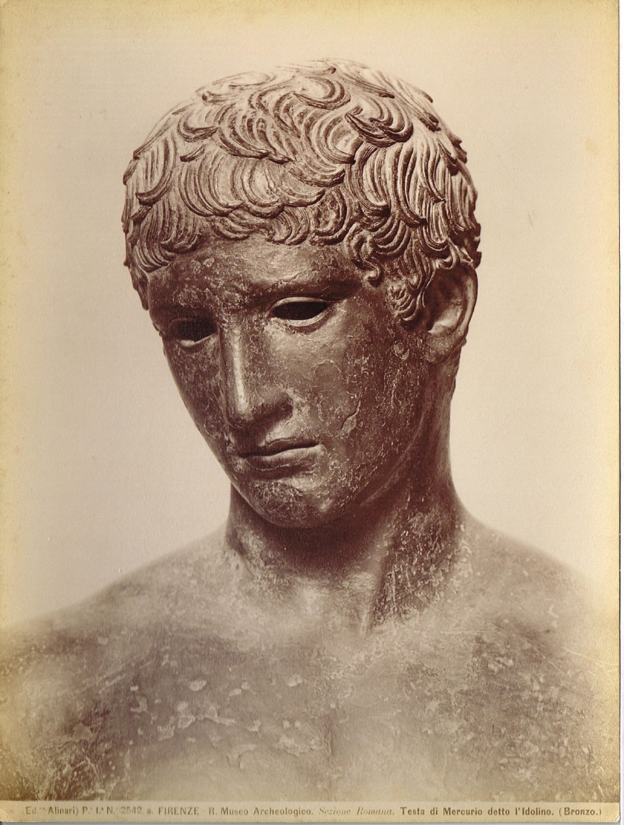 Fratelli Alinari, Kopf Merkurs oder Idolinos, Archäologisches Nationalmuseum, Römische Sektion, Florenz