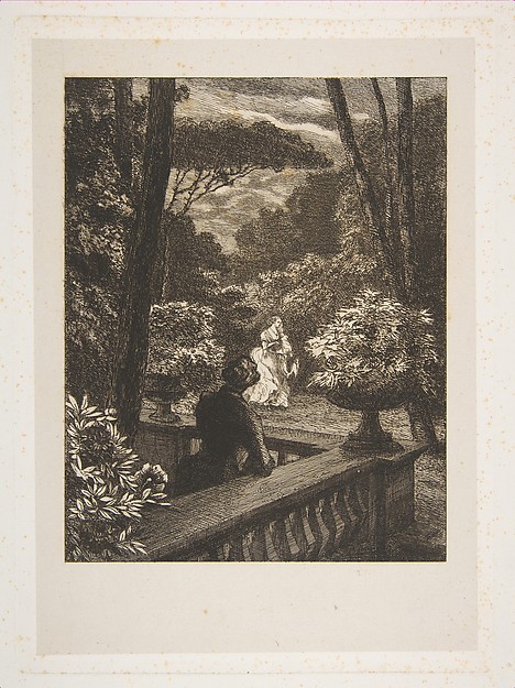 Félix Bracquemond, Scène dans un parc, le soir