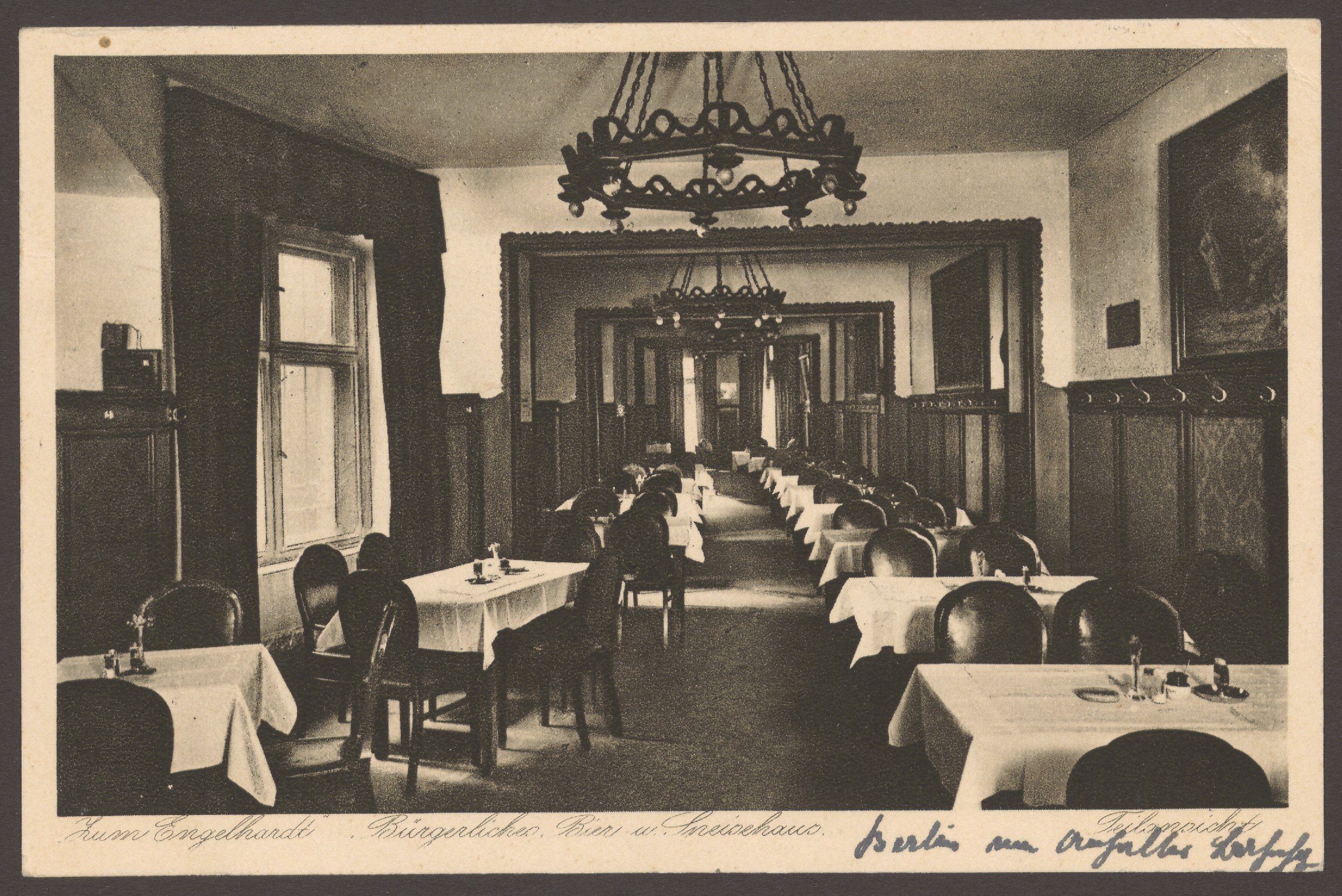 Arthur Redecker Verlag, Ansichtskarte Gaststätte "Zum Engelhardt", Königgrätzer Straße 114 [1/2]