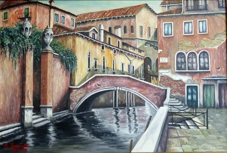 Unknown artist, Ölgemälde "Ponte Molin de la Recheta"