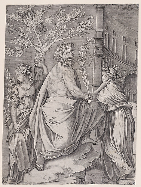 Agostino Veneziano (Agostino dei Musi), The Man with a Laurel Branch