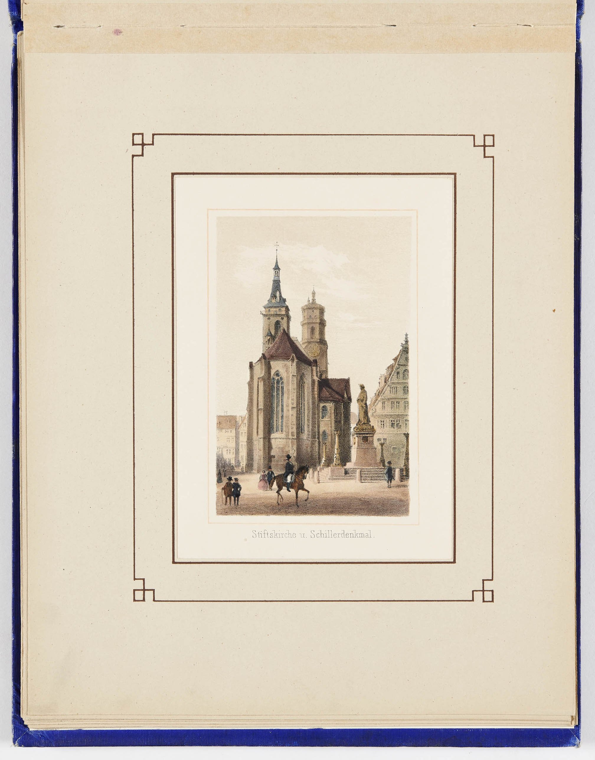 Adam Gatternicht, "Album von Stuttgart und Umgebung" - Blatt 5: Stiftskirche und Schillerdenkmal