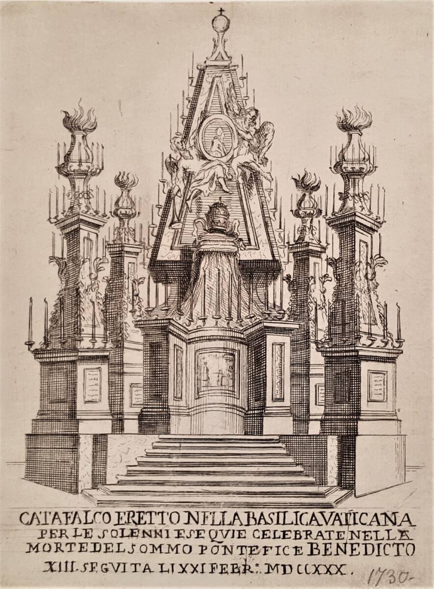 Anonym, Trauergerüst für Papst Benedikt XIII. in St. Peter in Rom am 21. Februar 1730