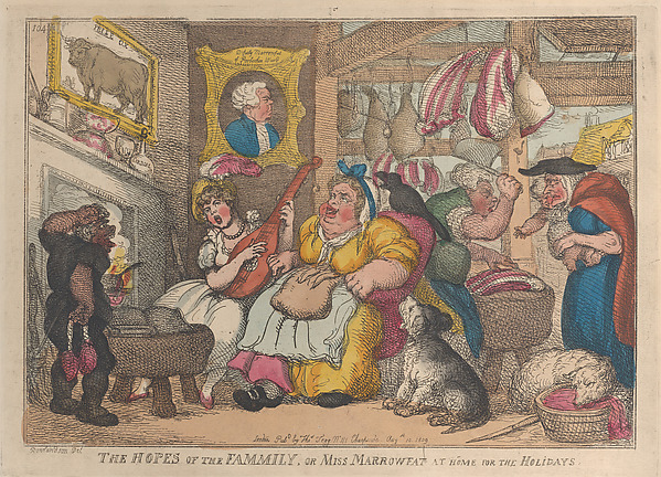 Thomas Rowlandson, The Hopes of the Family, or Miss Marrowfat at Home for the Holidays