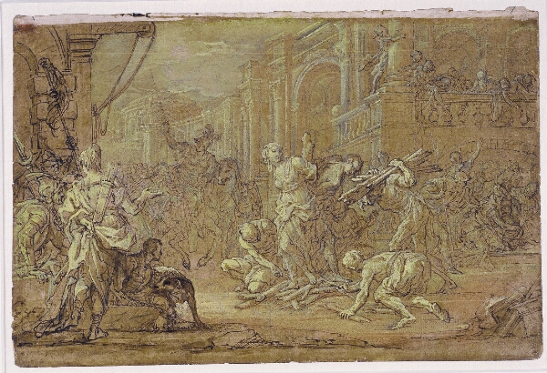 Sebastiano Conca, Clorinda redder Sofronia og Olindo fra bålet i Jerusalem