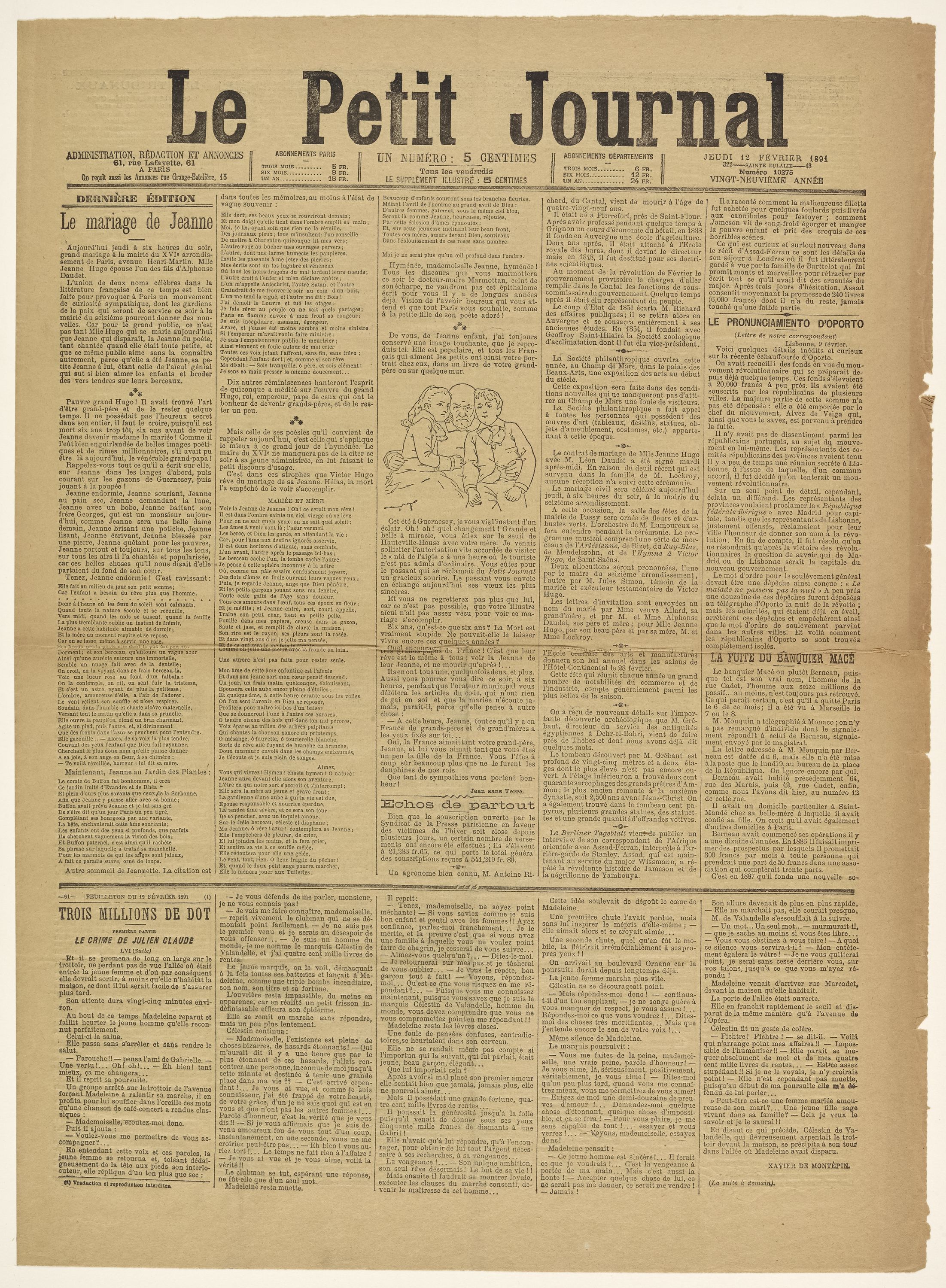 Anonyme, Le mariage de Jeanne Hugo