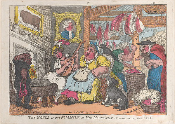 Thomas Rowlandson, The Hopes of the Family, or Miss Marrowfat at Home for the Holidays