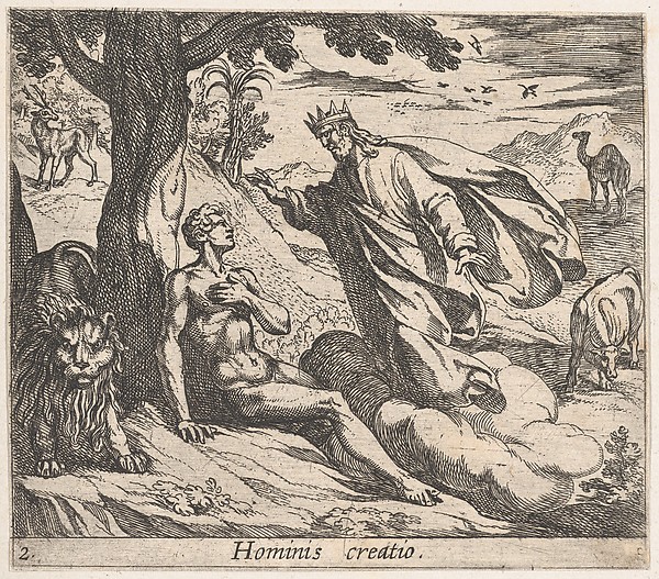 Antonio Tempesta, Plate 2: The Creation of Man (Hominis creatio), from Ovid's 'Metamorphoses'