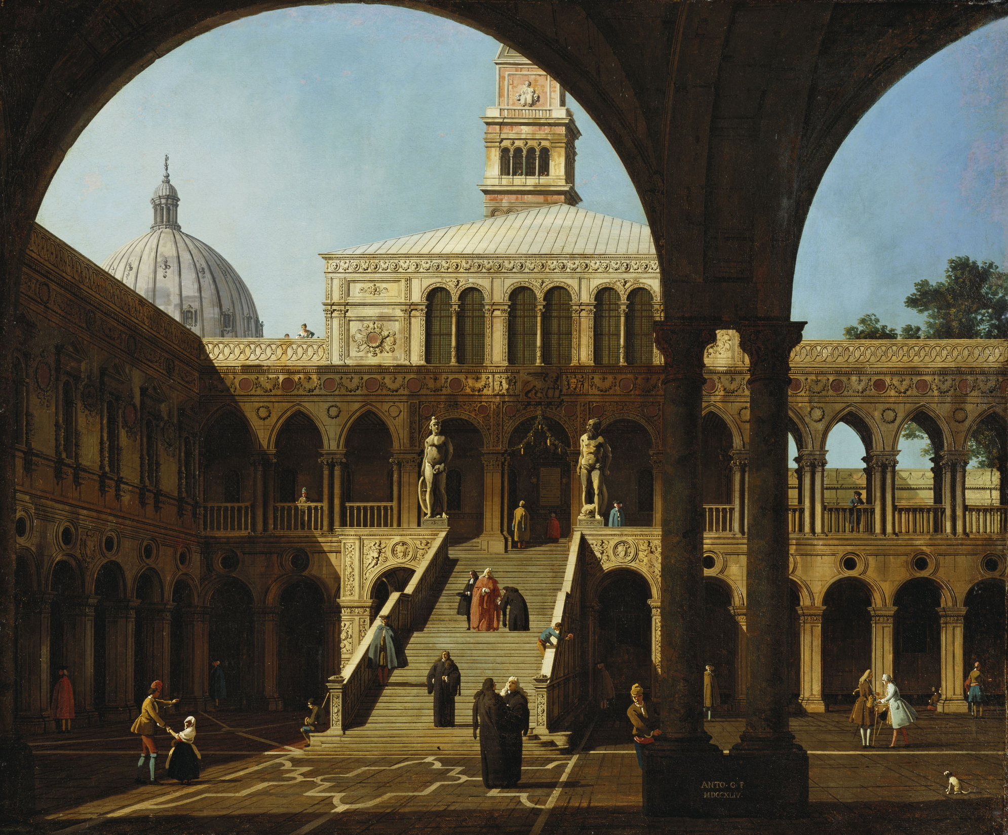 Canaletto, Venice: Capriccio of the Courtyard of the Doges' Palace with the Scala dei Giganti