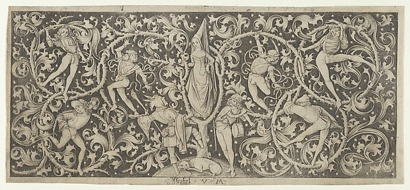 Israhel van Meckenem, Ornamental Engraving with Morris Dancers