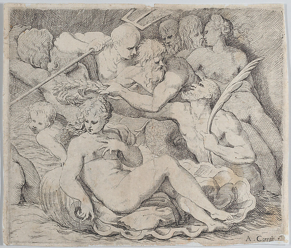 Anonymous, Venus, recumbent on a shell, surrounded by sea gods
