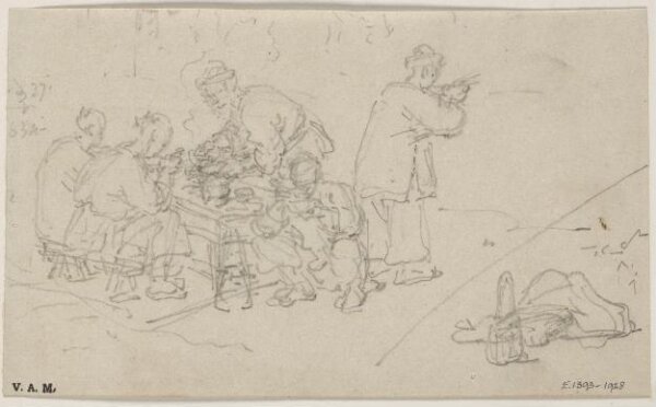 George Chinnery, Chinese figures eating food at a table