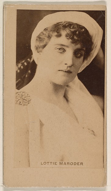 Kinney Brothers Tobacco Company, Lottie Maroder, from the Actresses series (N245) issued by Kinney Brothers to promote Sweet Caporal Cigarettes