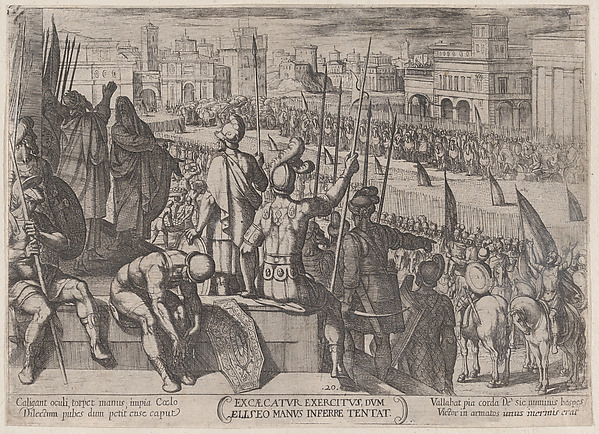 Antonio Tempesta, Plate 20: Elisha Bringing the Blinded Syrian Army to the King of Israel, from "The Battles of the Old Testament"