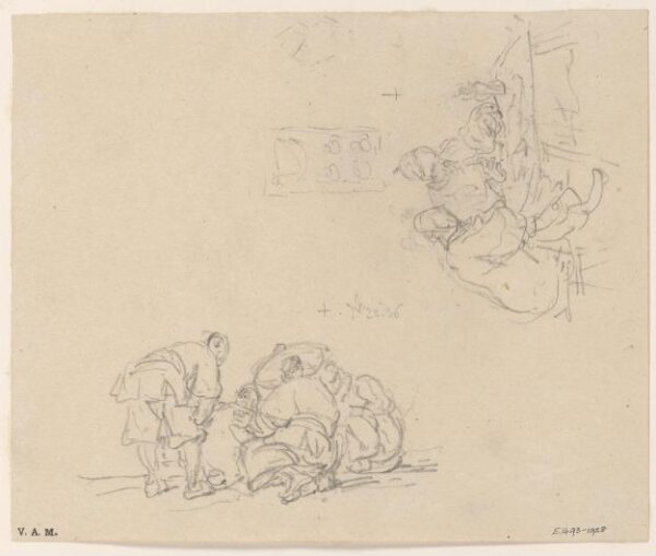 George Chinnery, A group of Chinese men, and two figures seated at a table