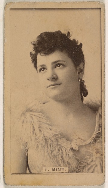 Kinney Brothers Tobacco Company, Miss Myatt, from the Actresses series (N245) issued by Kinney Brothers to promote Sweet Caporal Cigarettes