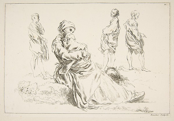 François Boucher, Sheet of Sketches, from "Livre d’étude d’après les desseins originaux de Blomart"