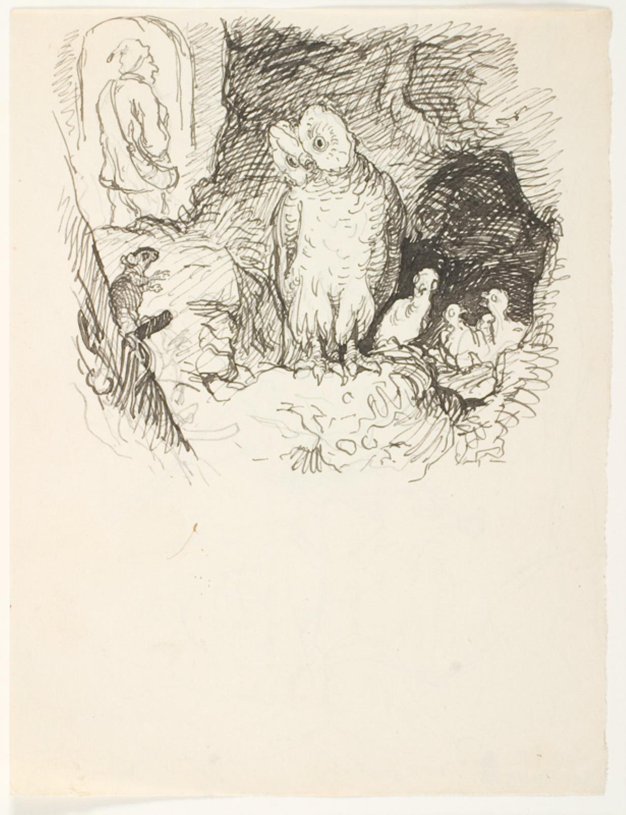 Lorenz Frølich, Illustrationsudkast til H.C. Andersen, "Suppe paa en Pølsepind"
