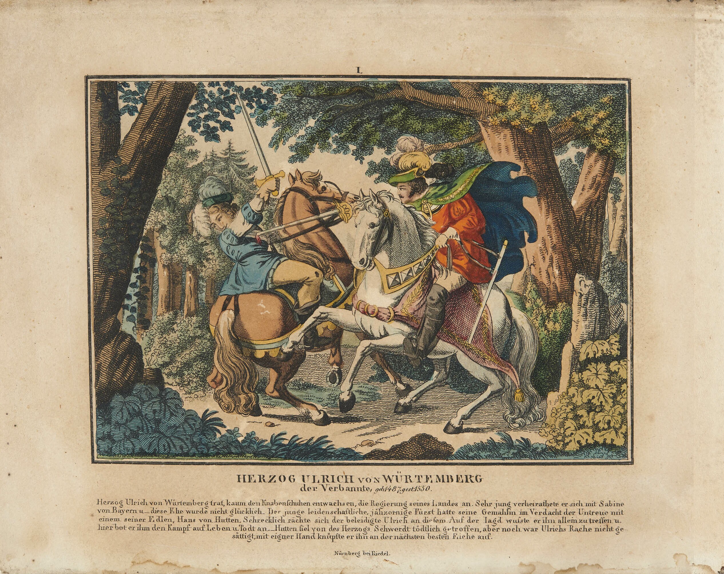 Johann Michael Eberlein, "Herzog Ulrich von Würtemberg der Verbannte", Blatt 1