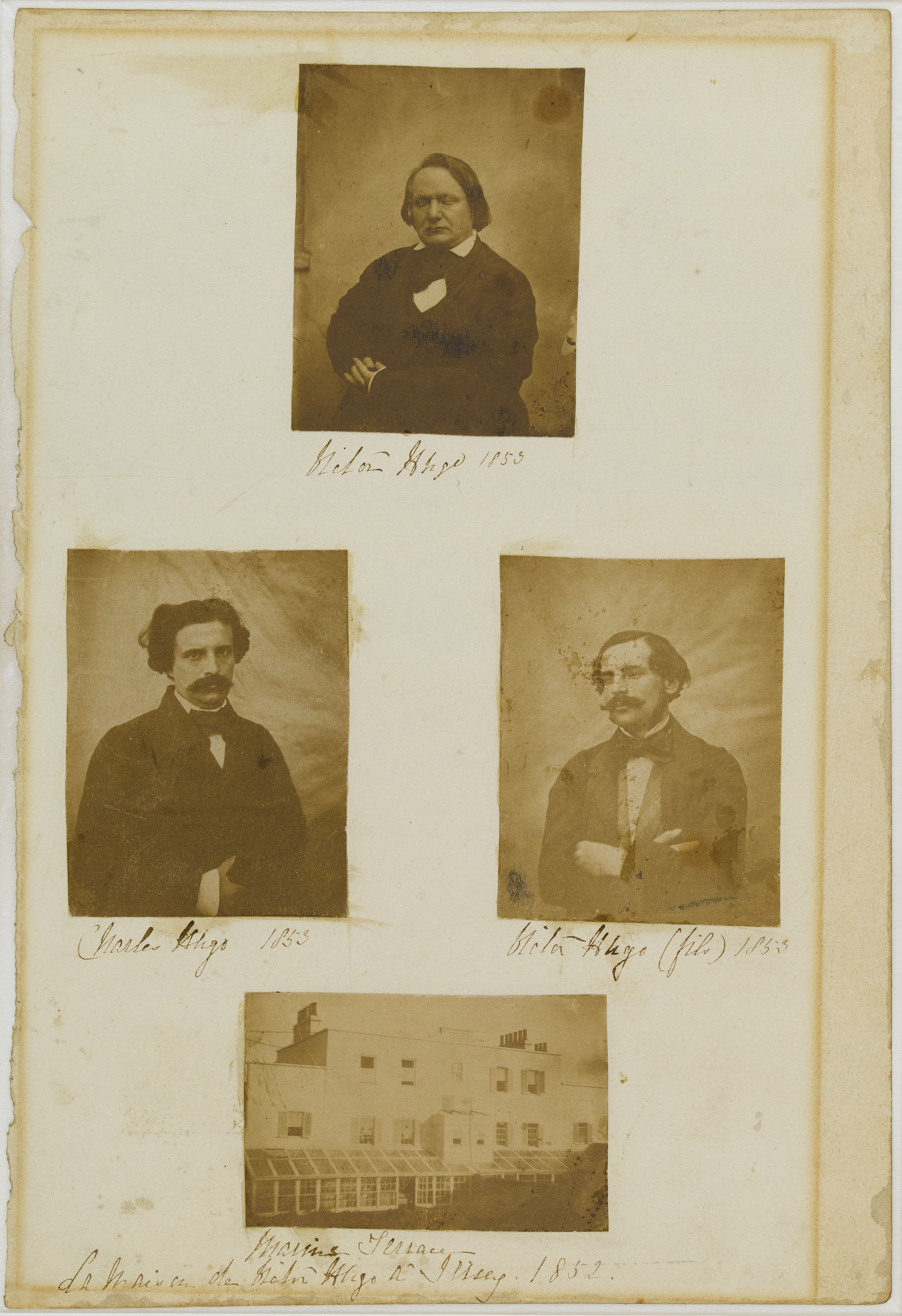 Auguste Vacquerie, Ensemble de 4 photographies : 3 portraits et 1 vue de Marine Terrace