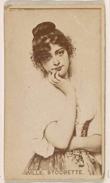 Kinney Brothers Tobacco Company, Mlle. Stocbette, from the Actresses series (N245) issued by Kinney Brothers to promote Sweet Caporal Cigarettes