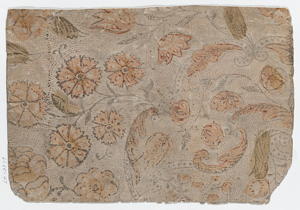 Anonymous, Sheet with floral and dot pattern