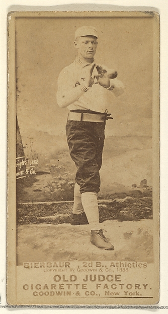 Goodwin & Company, Bierbauer, 2nd Base, Philadelphia Athletics, from the Old Judge series (N172) for Old Judge Cigarettes
