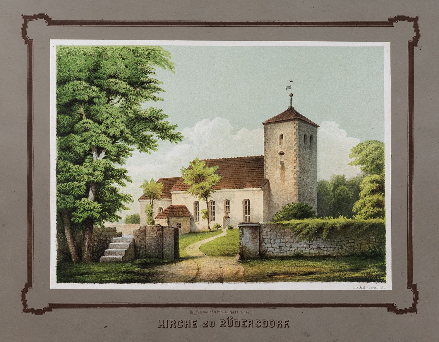 Julius Stentz, Rüdersdorf (Kr. Niederbarnim): Kirche von Nordwesten (Rüdersdorfer Album, Tafel 9)