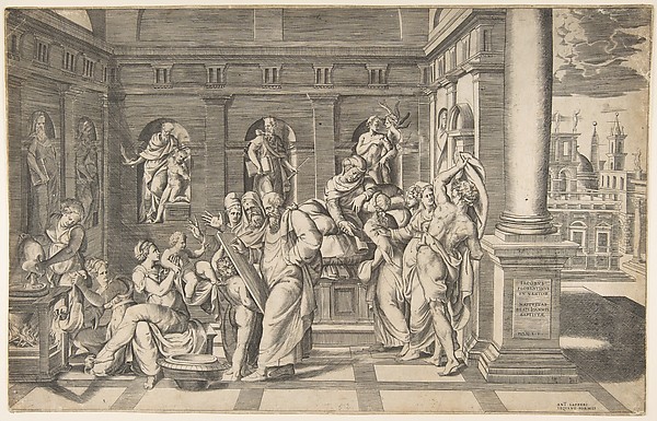 Giulio Bonasone, The birth of Saint John the Baptist