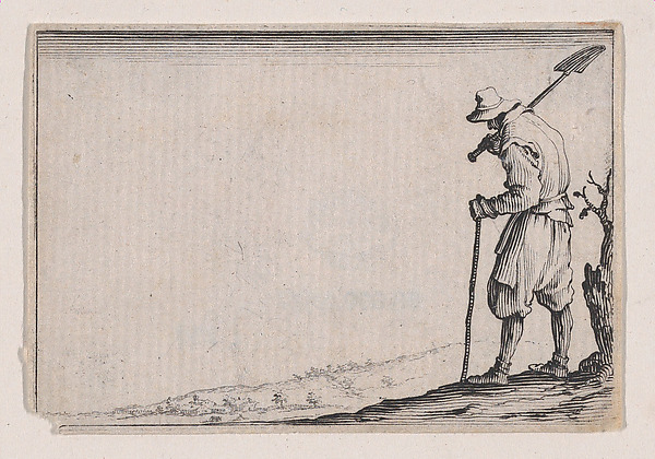 Jacques Callot, Le Paysan Portant sa Pelle sur L'Épaule (The Peasant Carrying his Shovel on his Shoulder), from Les Caprices Series A, The Florence Set