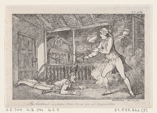 Thomas Rowlandson, The Sentinel Mistakes Tom Jones for an Apparition, from "The History of Tom Jones, a Foundling"