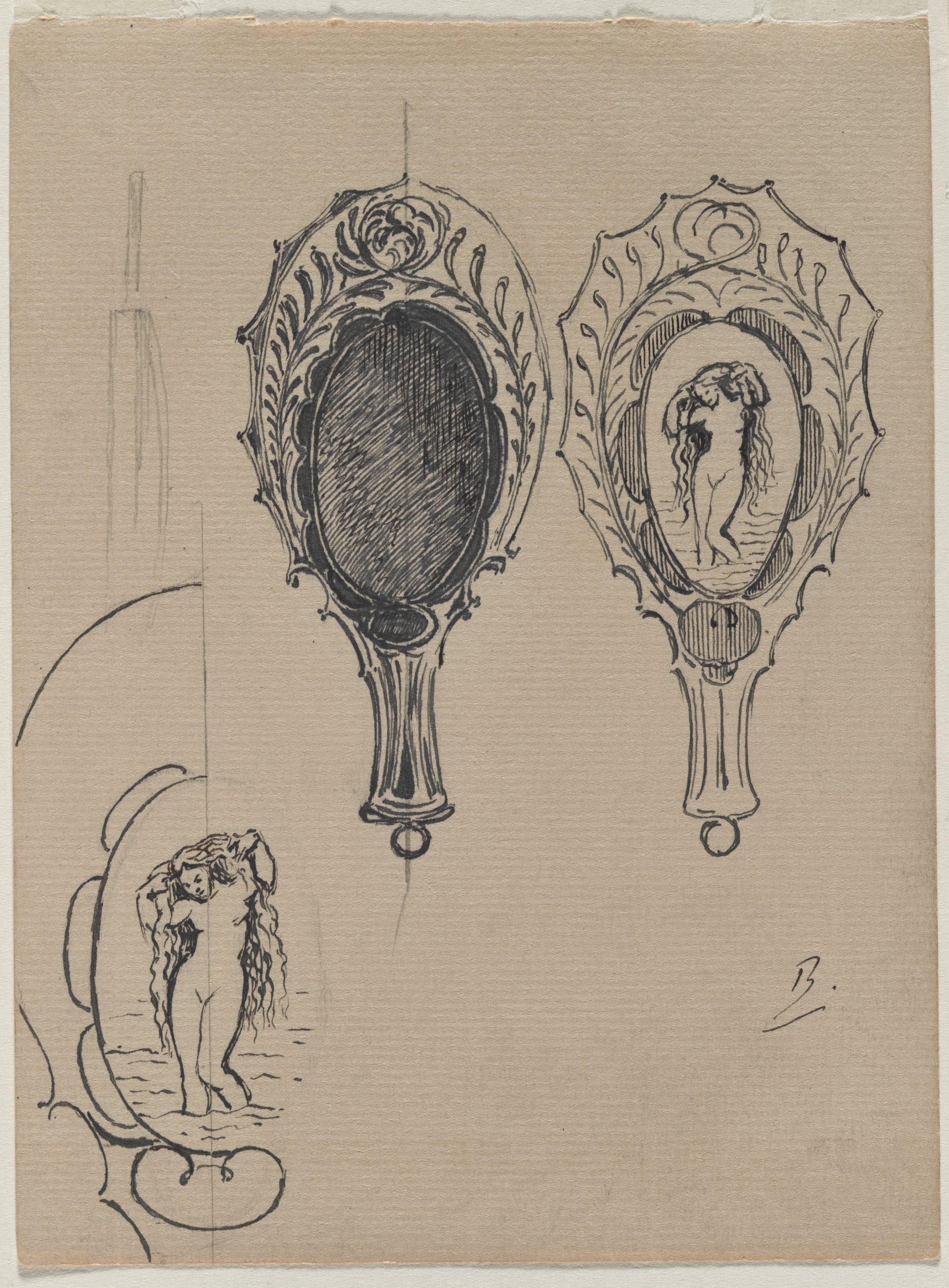 Félix Bracquemond, Design for a Hand Mirror