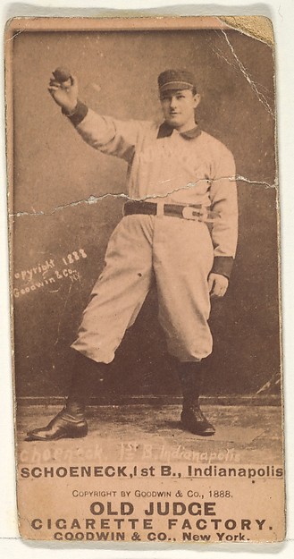 Goodwin & Company, Schoeneck, 1st Base, Indianapolis, from the Old Judge series (N172) for Old Judge Cigarettes