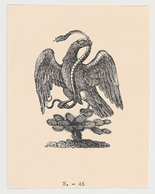 Anonymous, An eagle resting on a cactus holding a snake in its beak (from the Mexican coat of arms)
