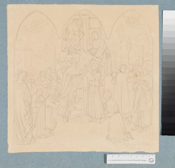 Unknown artist, Der hl. Franziskus erscheint seinen Ordenbrüdern in einem feurigen Wagen nach Taddeo Gaddi