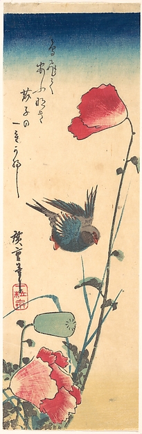 Utagawa Hiroshige, A Bluebird and Poppies