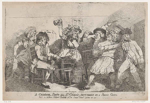 Thomas Rowlandson, A Cribbage Party in St. Giles's Disturbed By A Press Gang