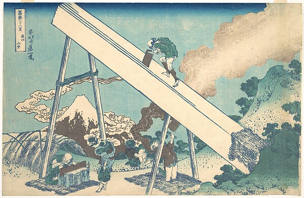 Katsushika Hokusai, In the Mountains of Tōtomi Province (Tōtomi sanchū), from the series Thirty-six Views of Mount Fuji (Fugaku sanjūrokkei)
