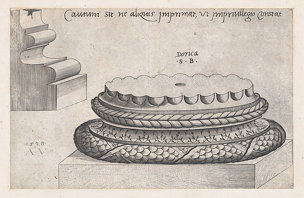 Agostino Veneziano (Agostino dei Musi), Doric Base, from "Speculum Romanae Magnificentiae"