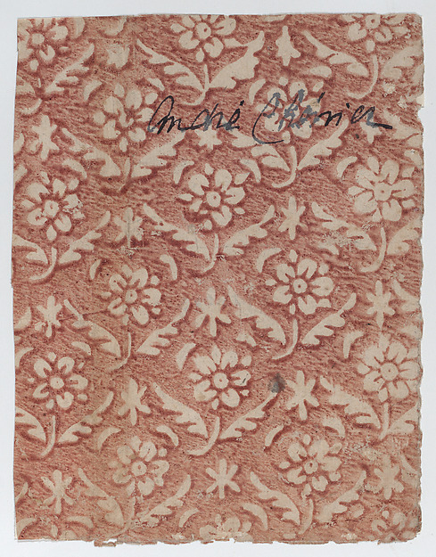 Anonymous, Sheet with overall red floral pattern