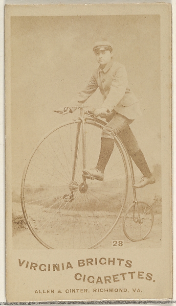 Allen & Ginter, Card 28, from the Girl Cyclists series (N49) for Virginia Brights Cigarettes