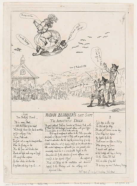 Thomas Rowlandson, Madam Blubber's Last Shift or The Aerostatic Dilly