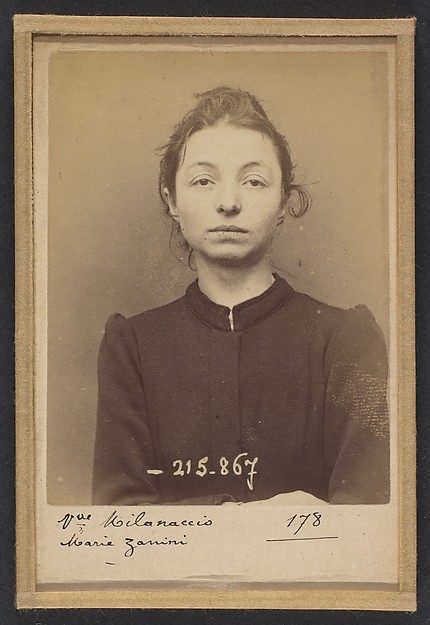 Alphonse Bertillon, Zanini. Marie (veuve Milanaccio). 28 ans, née à Turin (Italie). Cuisinière. Vol. 18/3/94.