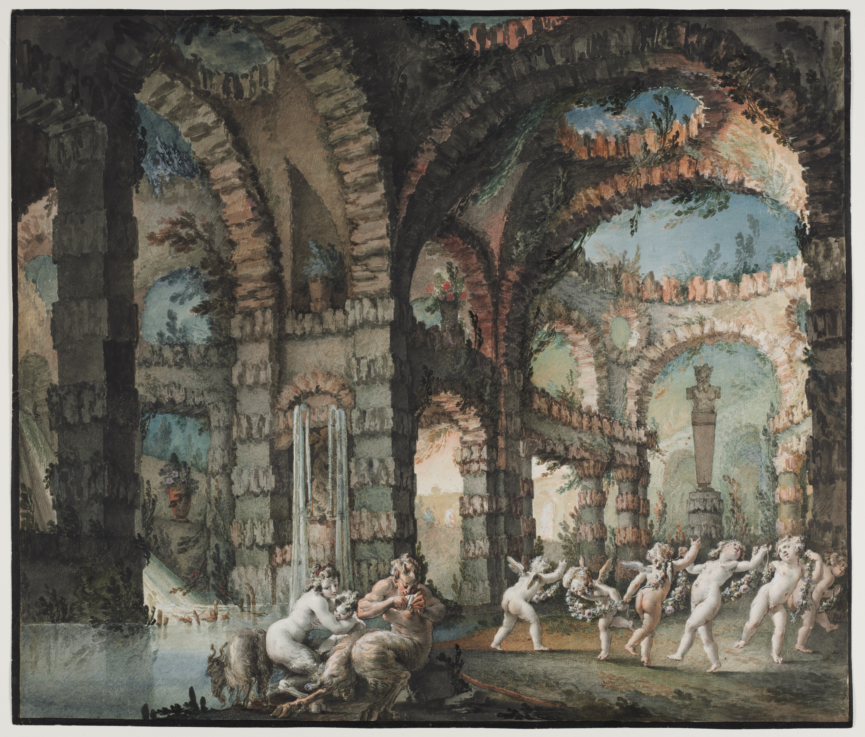 Giovanni David, Family of Satyrs with Dancing Cherubs