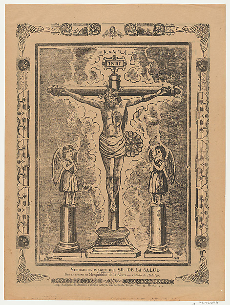 Anonymous, Broadsheet with Christ in the cross flanked by two angels