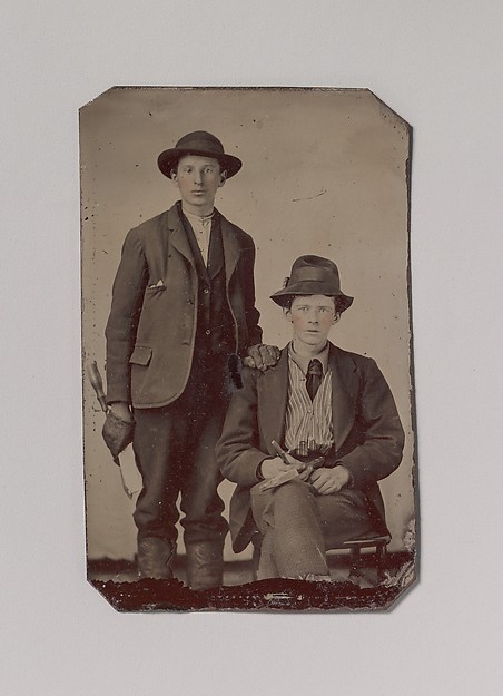 Unknown, [Two Young Men, One Seated and One Standing, Holding Carpentry Tools]